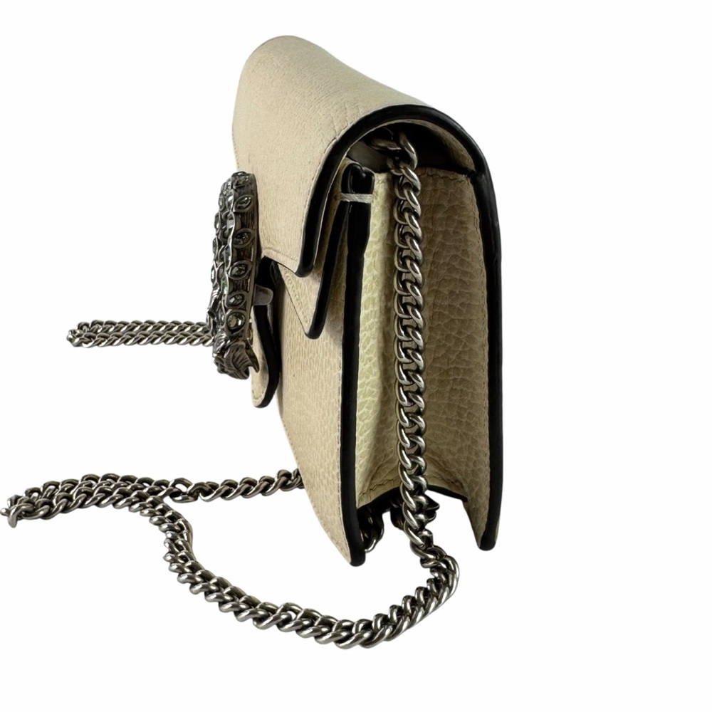 GUCCI Dionysus Super Mini Crystal Beige Leather Crossbody Bag Made in Italy - Picture 4 of 15